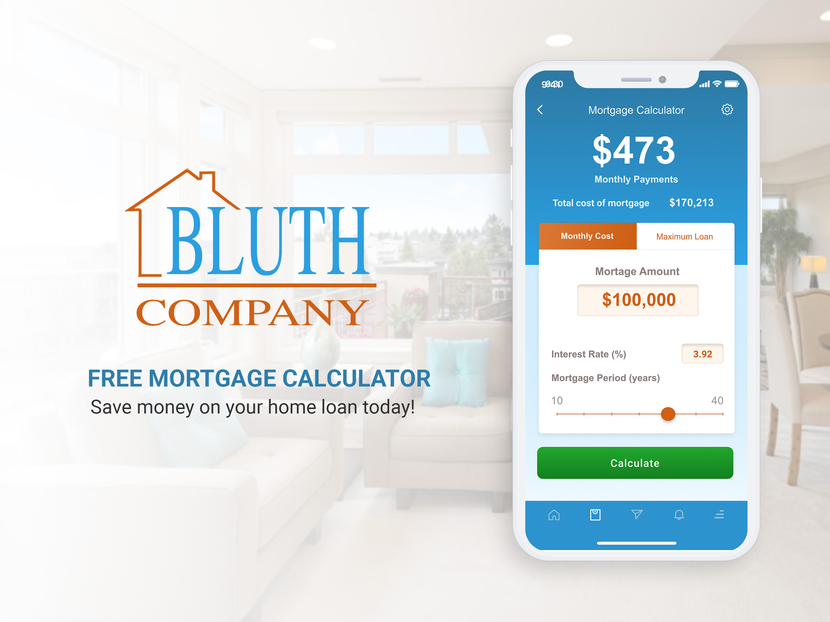 iphone mockup of Bluth company's mortgage calculator from Arrested Development for design challenge 004