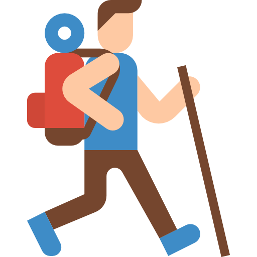 flat illustration of man hiking 