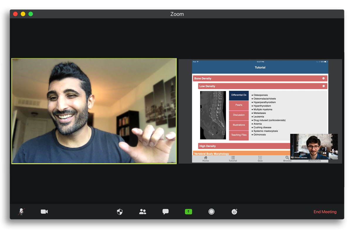 browser showing Arish Dubash conducting user testing on a user via Zoom while sharing his screen