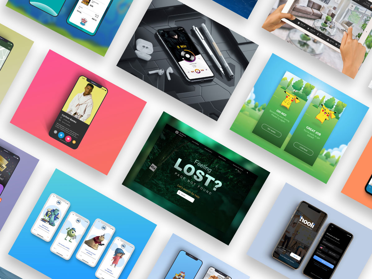 a collage of UI designs made fore the UI daily design challenge